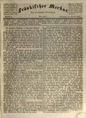 Fränkischer Merkur (Bamberger Zeitung) Dienstag 29. August 1837