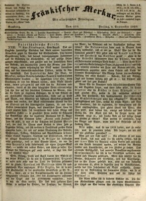 Fränkischer Merkur (Bamberger Zeitung) Freitag 8. September 1837