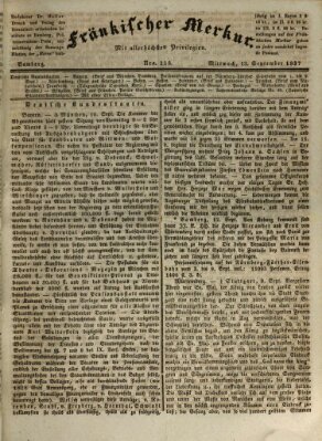 Fränkischer Merkur (Bamberger Zeitung) Mittwoch 13. September 1837