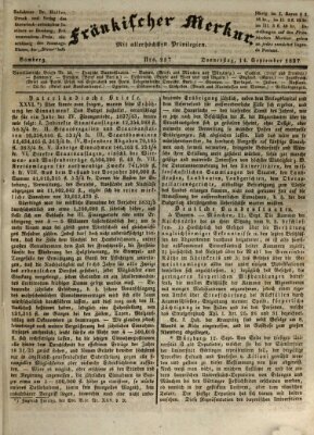 Fränkischer Merkur (Bamberger Zeitung) Donnerstag 14. September 1837