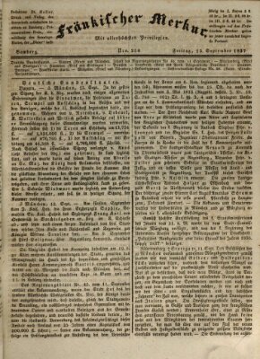 Fränkischer Merkur (Bamberger Zeitung) Freitag 15. September 1837