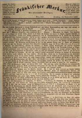 Fränkischer Merkur (Bamberger Zeitung) Dienstag 19. September 1837