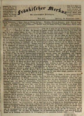 Fränkischer Merkur (Bamberger Zeitung) Freitag 22. September 1837