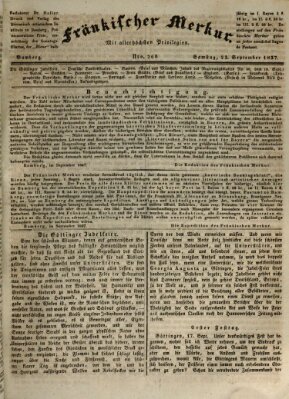 Fränkischer Merkur (Bamberger Zeitung) Samstag 23. September 1837