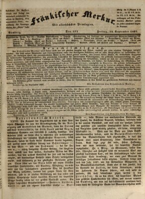 Fränkischer Merkur (Bamberger Zeitung) Freitag 29. September 1837