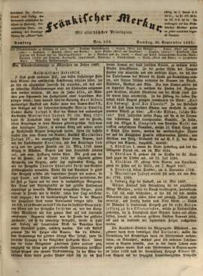 Fränkischer Merkur (Bamberger Zeitung) Samstag 30. September 1837