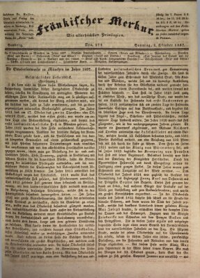 Fränkischer Merkur (Bamberger Zeitung) Sonntag 1. Oktober 1837