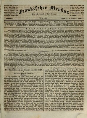 Fränkischer Merkur (Bamberger Zeitung) Montag 2. Oktober 1837