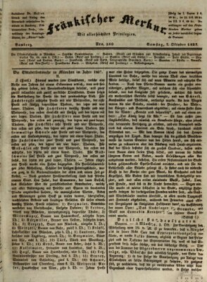 Fränkischer Merkur (Bamberger Zeitung) Samstag 7. Oktober 1837