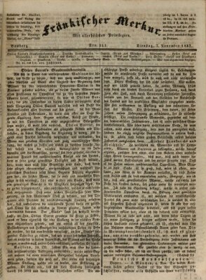 Fränkischer Merkur (Bamberger Zeitung) Dienstag 7. November 1837