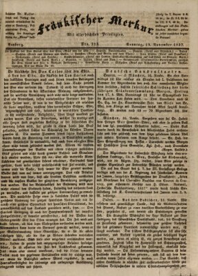 Fränkischer Merkur (Bamberger Zeitung) Sonntag 19. November 1837