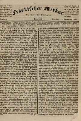 Fränkischer Merkur (Bamberger Zeitung) Dienstag 21. November 1837