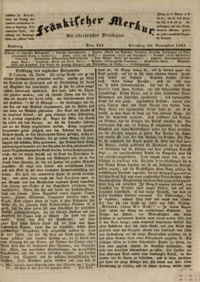 Fränkischer Merkur (Bamberger Zeitung) Dienstag 28. November 1837