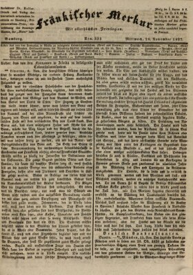 Fränkischer Merkur (Bamberger Zeitung) Mittwoch 29. November 1837