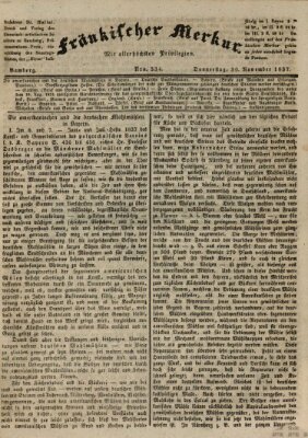 Fränkischer Merkur (Bamberger Zeitung) Donnerstag 30. November 1837