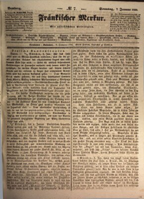 Fränkischer Merkur (Bamberger Zeitung) Sonntag 7. Januar 1838