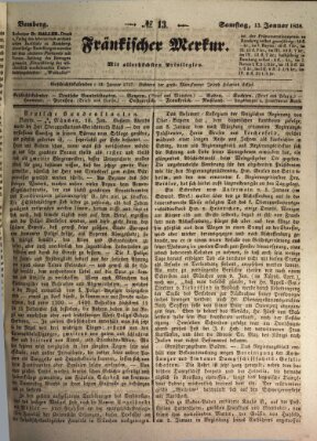 Fränkischer Merkur (Bamberger Zeitung) Samstag 13. Januar 1838