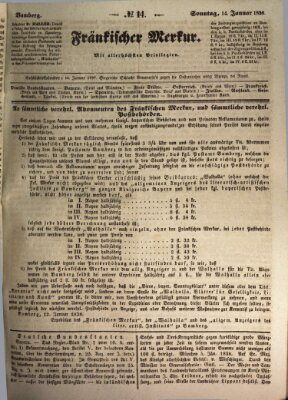 Fränkischer Merkur (Bamberger Zeitung) Sonntag 14. Januar 1838