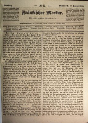 Fränkischer Merkur (Bamberger Zeitung) Mittwoch 17. Januar 1838