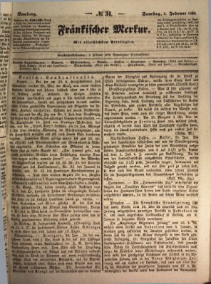 Fränkischer Merkur (Bamberger Zeitung) Samstag 3. Februar 1838