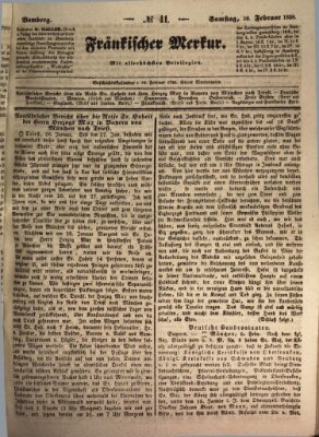 Fränkischer Merkur (Bamberger Zeitung) Samstag 10. Februar 1838