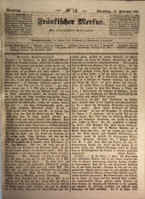 Fränkischer Merkur (Bamberger Zeitung) Dienstag 13. Februar 1838