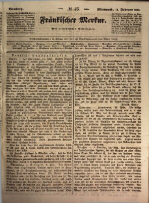 Fränkischer Merkur (Bamberger Zeitung) Mittwoch 14. Februar 1838