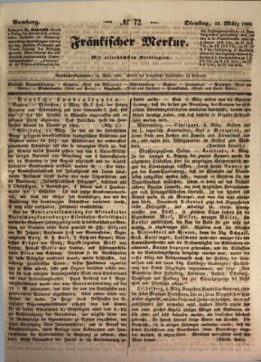 Fränkischer Merkur (Bamberger Zeitung) Dienstag 13. März 1838