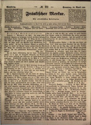 Fränkischer Merkur (Bamberger Zeitung) Sonntag 22. April 1838