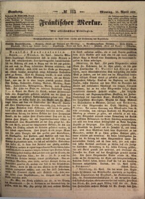 Fränkischer Merkur (Bamberger Zeitung) Montag 23. April 1838
