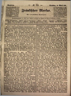 Fränkischer Merkur (Bamberger Zeitung) Dienstag 24. April 1838