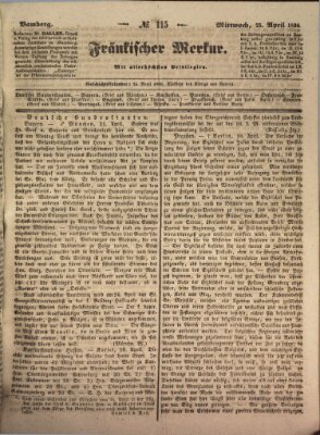 Fränkischer Merkur (Bamberger Zeitung) Mittwoch 25. April 1838
