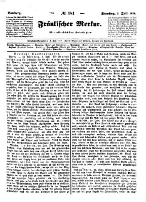 Fränkischer Merkur (Bamberger Zeitung) Dienstag 3. Juli 1838