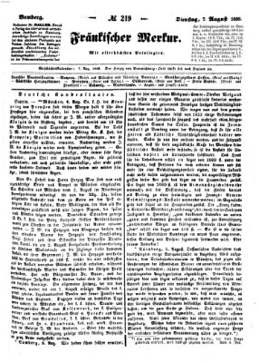 Fränkischer Merkur (Bamberger Zeitung) Dienstag 7. August 1838