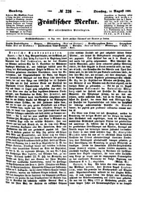 Fränkischer Merkur (Bamberger Zeitung) Dienstag 14. August 1838