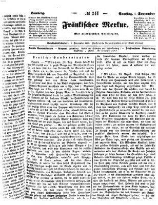 Fränkischer Merkur (Bamberger Zeitung) Samstag 1. September 1838