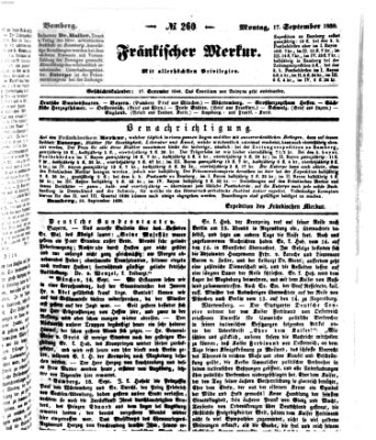 Fränkischer Merkur (Bamberger Zeitung) Montag 17. September 1838