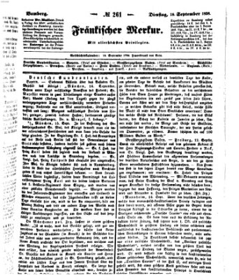 Fränkischer Merkur (Bamberger Zeitung) Dienstag 18. September 1838