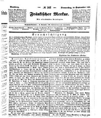 Fränkischer Merkur (Bamberger Zeitung) Donnerstag 20. September 1838