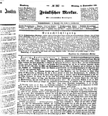 Fränkischer Merkur (Bamberger Zeitung) Montag 24. September 1838