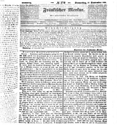 Fränkischer Merkur (Bamberger Zeitung) Donnerstag 27. September 1838