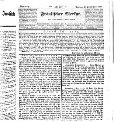 Fränkischer Merkur (Bamberger Zeitung) Freitag 28. September 1838