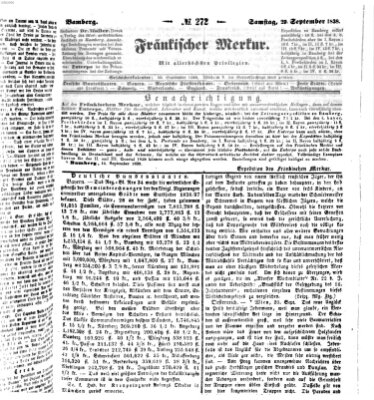 Fränkischer Merkur (Bamberger Zeitung) Samstag 29. September 1838