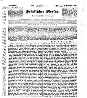 Fränkischer Merkur (Bamberger Zeitung) Montag 1. Oktober 1838