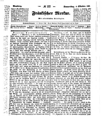 Fränkischer Merkur (Bamberger Zeitung) Donnerstag 4. Oktober 1838