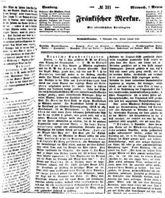 Fränkischer Merkur (Bamberger Zeitung) Mittwoch 7. November 1838