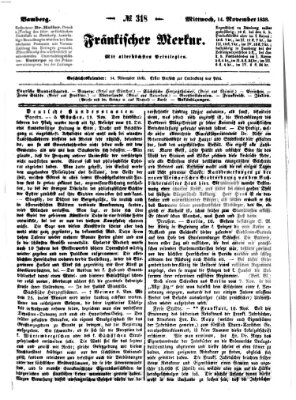 Fränkischer Merkur (Bamberger Zeitung) Mittwoch 14. November 1838