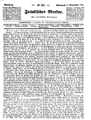 Fränkischer Merkur (Bamberger Zeitung) Mittwoch 21. November 1838