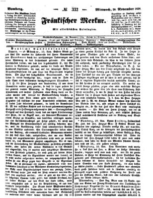 Fränkischer Merkur (Bamberger Zeitung) Mittwoch 28. November 1838