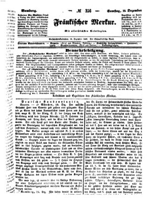 Fränkischer Merkur (Bamberger Zeitung) Samstag 22. Dezember 1838